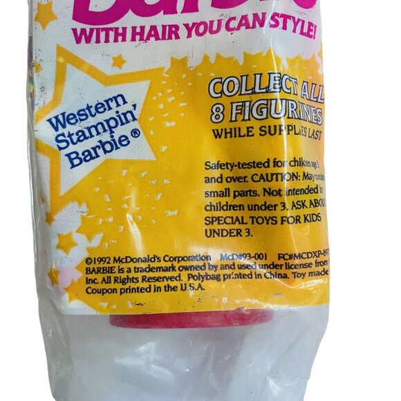 VTG 1992 Barbie McDonald’s Hair You Can Style Western Stampin’ Barbie Happy Meal - Picture 4 of 8